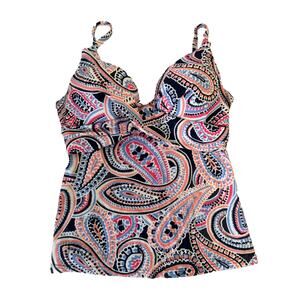 Island Escape Tankini Top Halter Neck Paisley Swim Top Womens Size 8 New‎